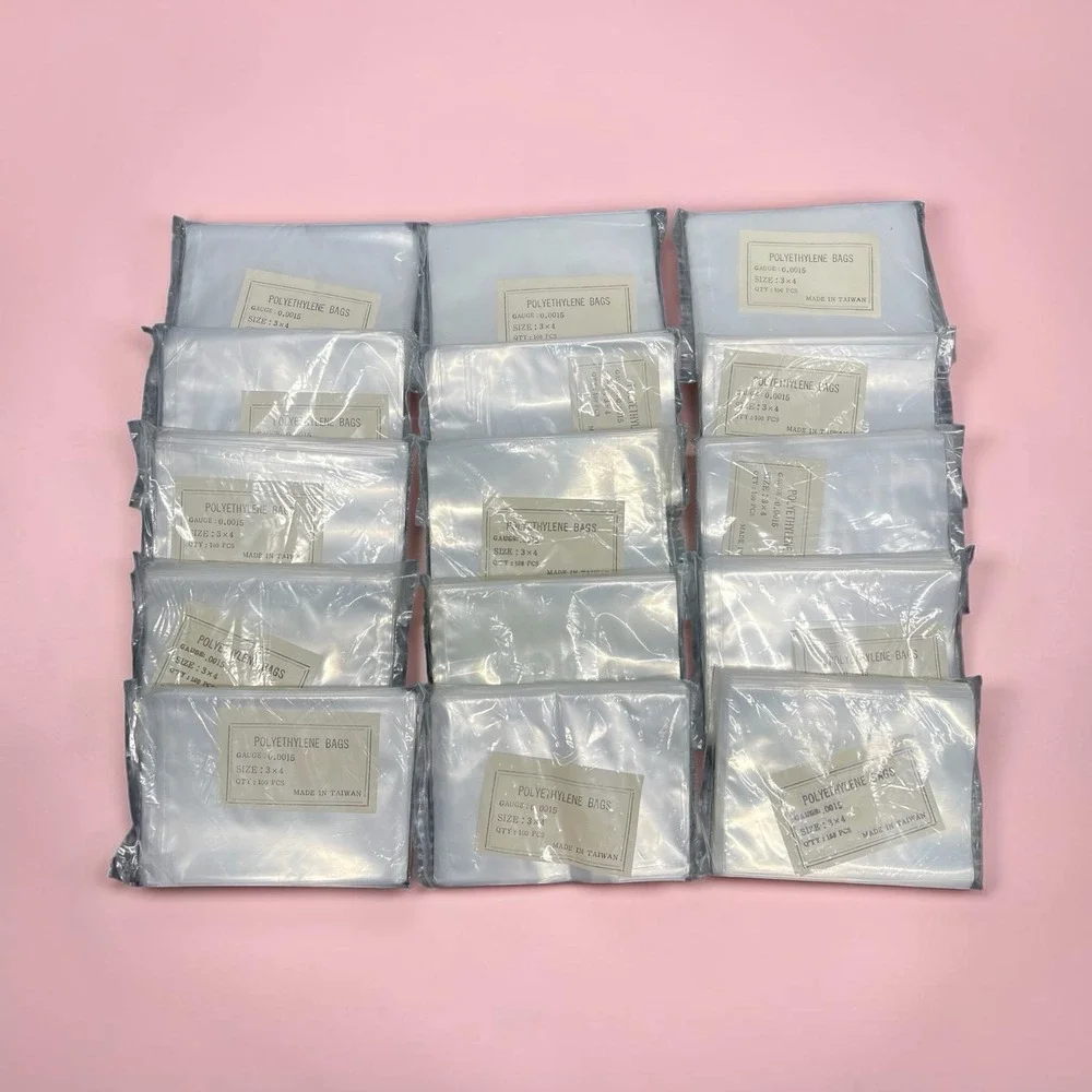 Polyethylene Clear Flat Open Bags Gauge .0015 Lot Of 15 Packs 100 Piece Each 3X4